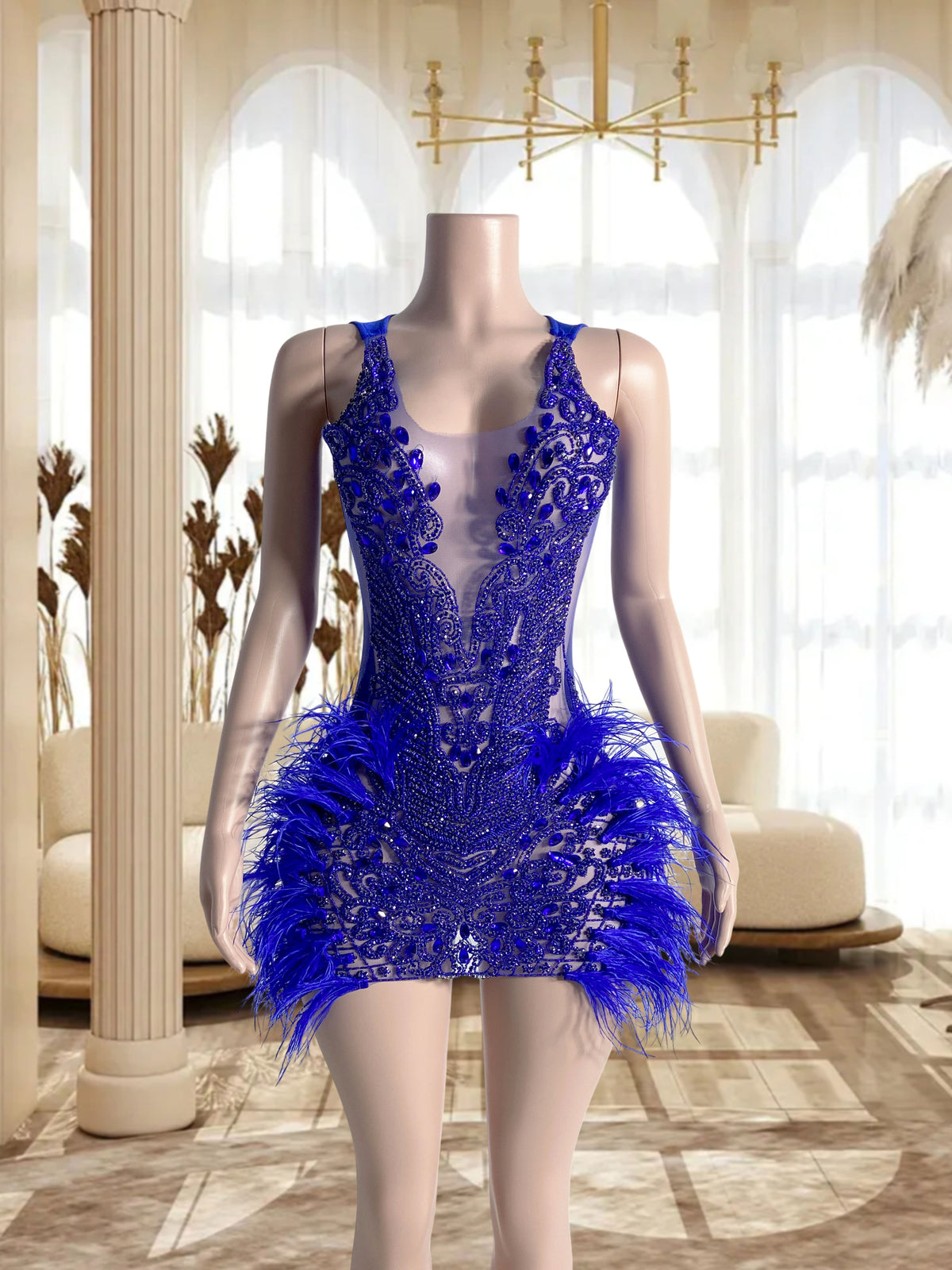 Royal Blue Mini Dress TH0826006